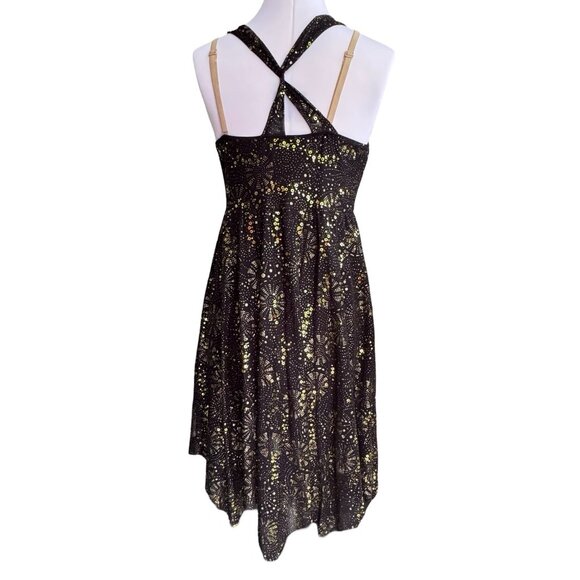 Revolution Black w/Gold Sequin Dance Dress Costume Sz MA FireFlies‎ Crisscross - Picture 4 of 16
